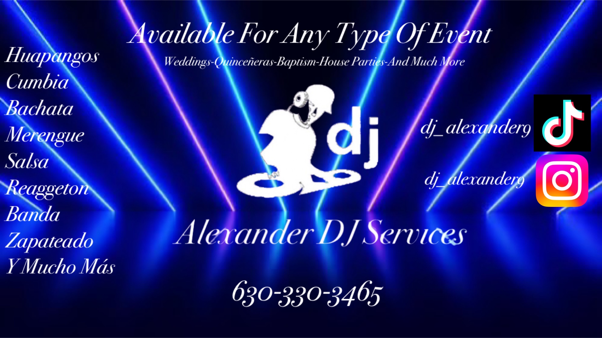 Alexander DJ Services business card - English