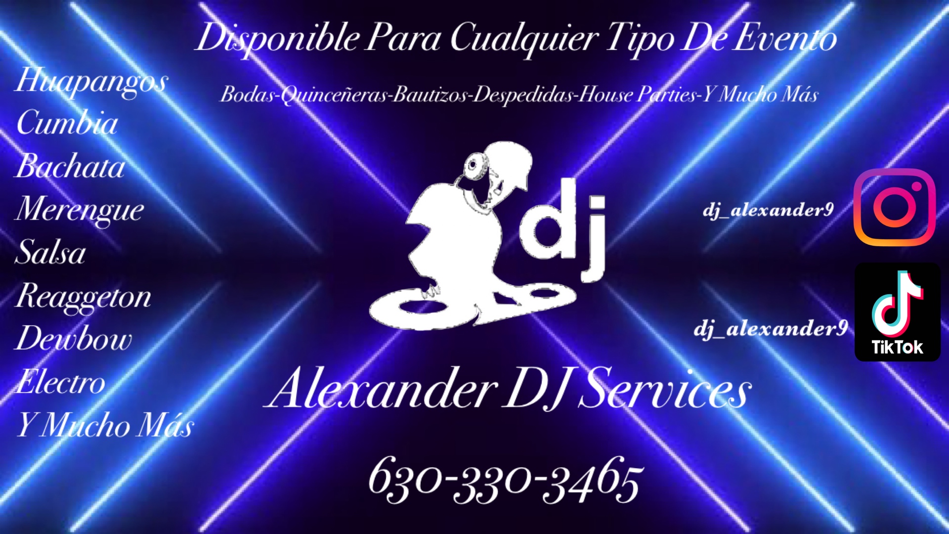 Alexander DJ Services business card - Spanish