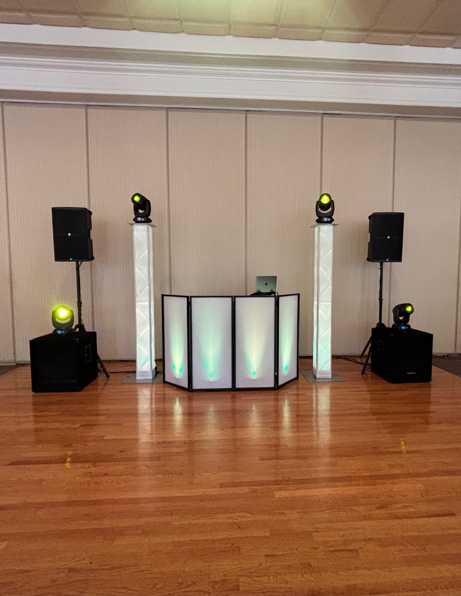 DJ setup with moving head lights